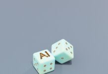 “집에서도 손쉽게…AI와 함께하는 스마트 건강 관리” Two dice with ai letters and dots